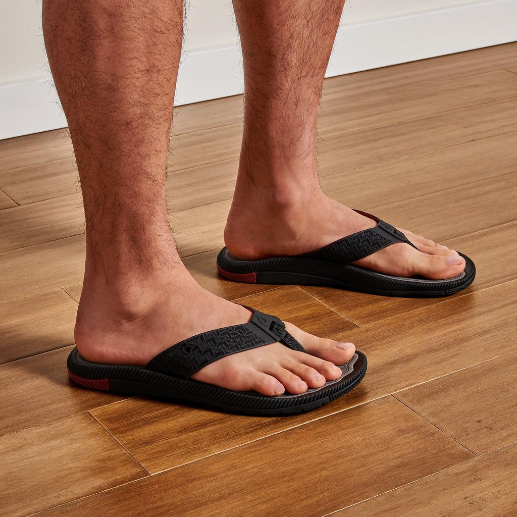 Men's Olukai Awiki Sandals Black | VMFBOZC-10