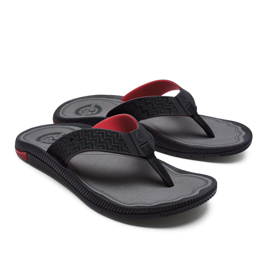 Men's Olukai Awiki Sandals Black | VMFBOZC-10