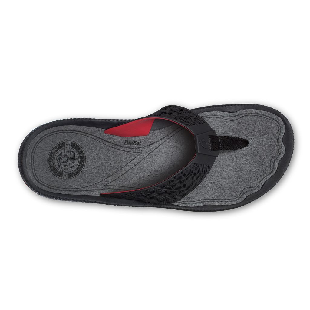 Men's Olukai Awiki Sandals Black | VMFBOZC-10