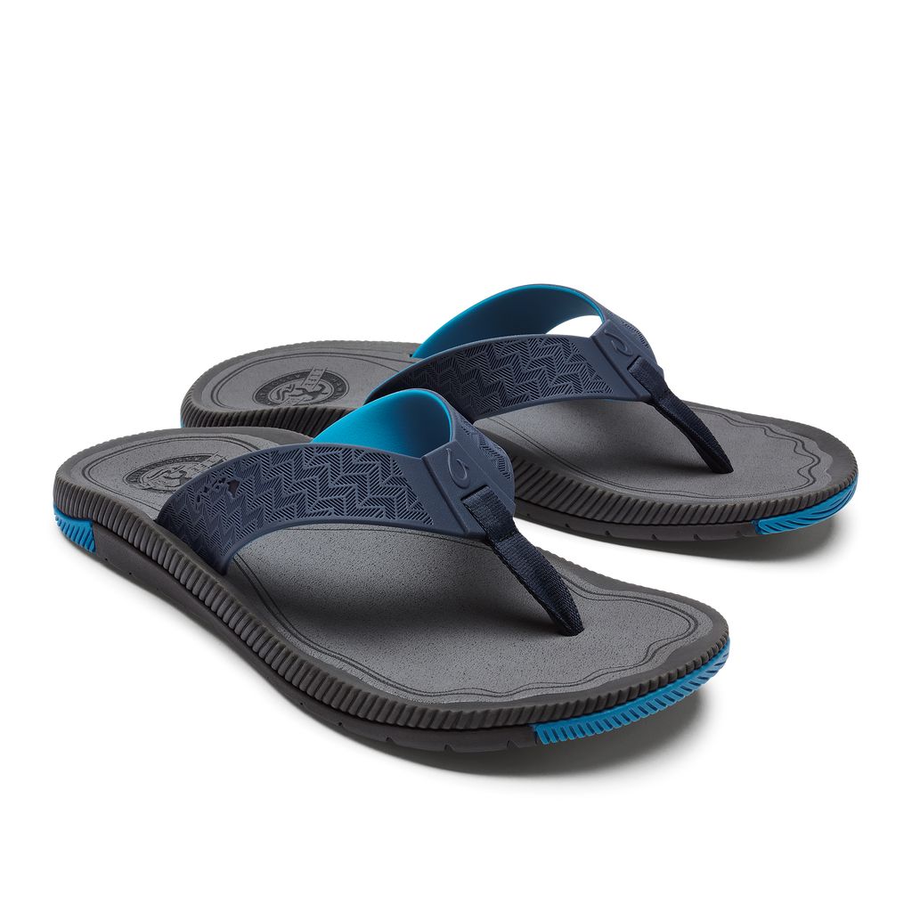 Men's Olukai Awiki Sandals Blue | DGKCNOF-79