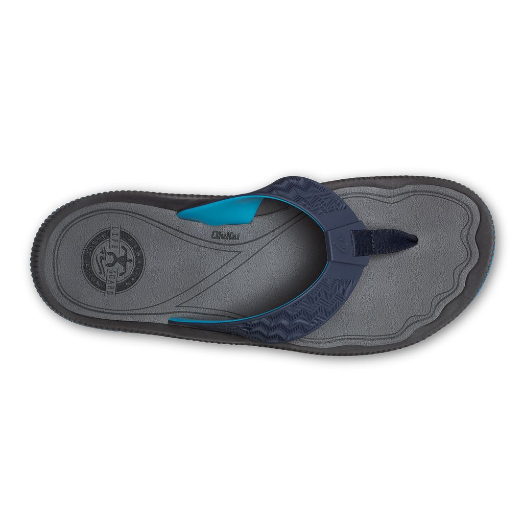 Men's Olukai Awiki Sandals Blue | DGKCNOF-79