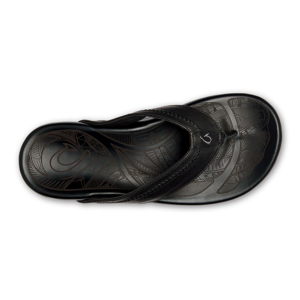 Men's Olukai Hiapo Sandals Black | JYKZLHI-91