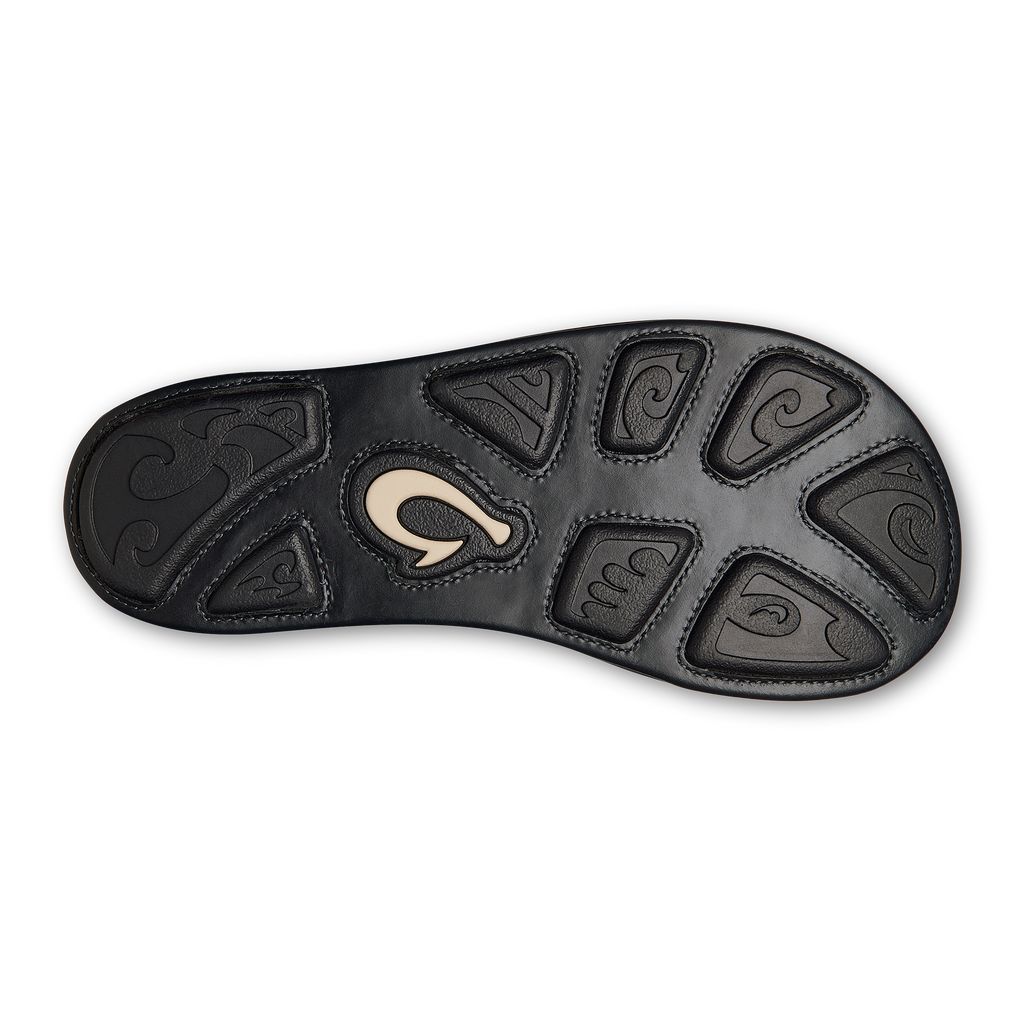 Men's Olukai Hiapo Sandals Black | JYKZLHI-91