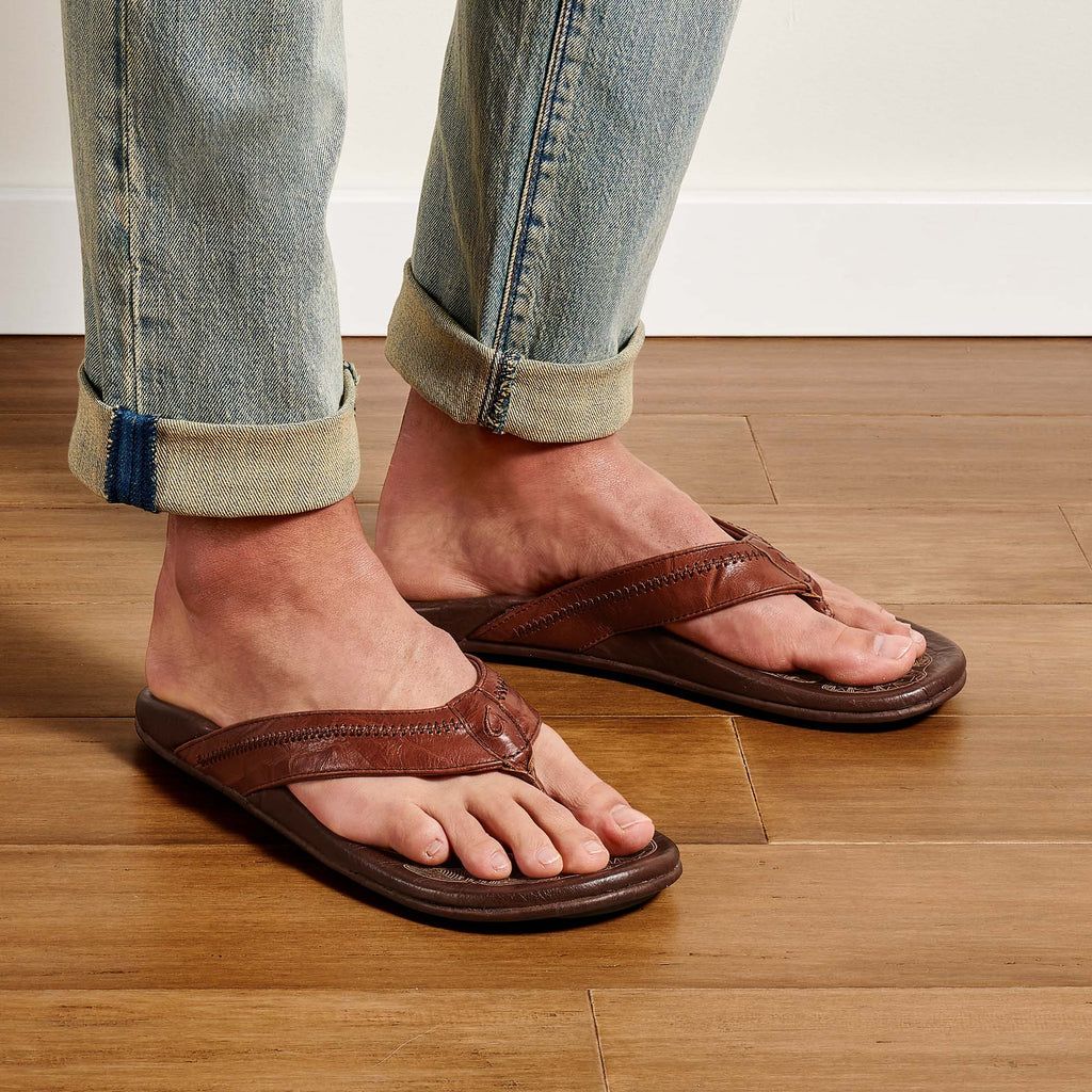 Men's Olukai Hiapo Sandals Brown | KUBYWVQ-91