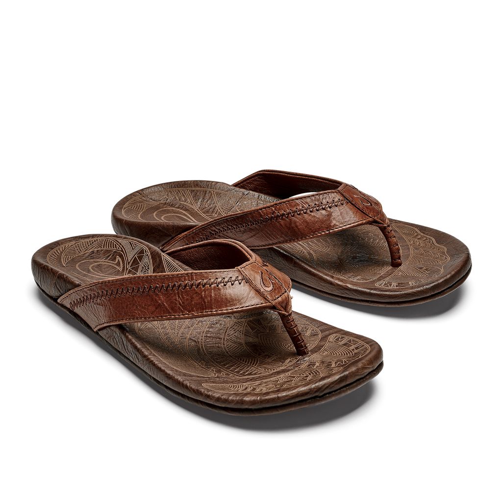 Men's Olukai Hiapo Sandals Brown | KUBYWVQ-91