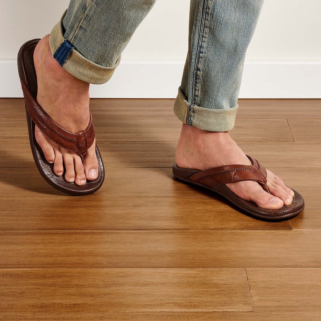 Men's Olukai Hiapo Sandals Brown | KUBYWVQ-91