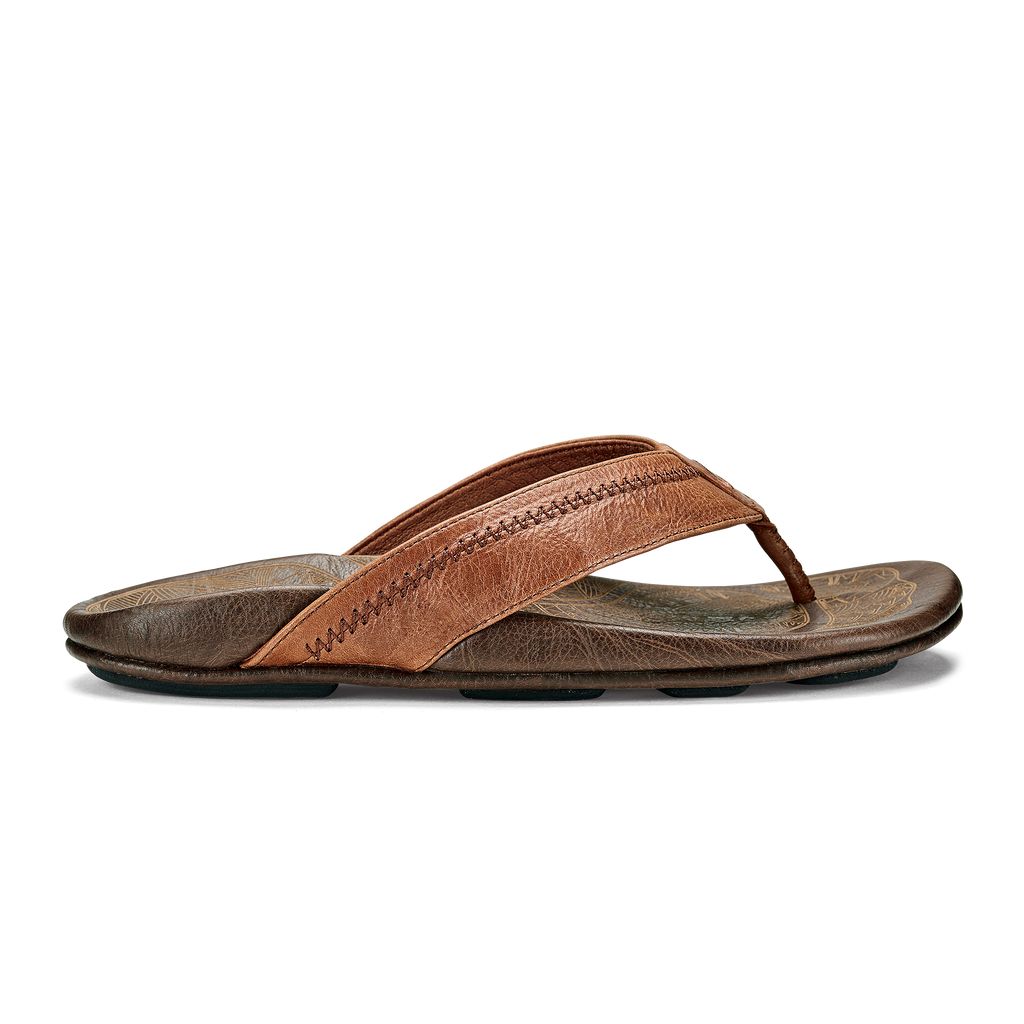 Men\'s Olukai Hiapo Sandals Brown | KUBYWVQ-91