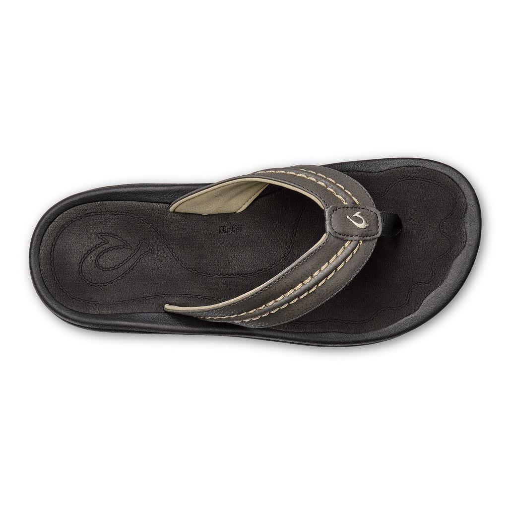 Men's Olukai Hokua Sandals Black | EJPBYSD-40