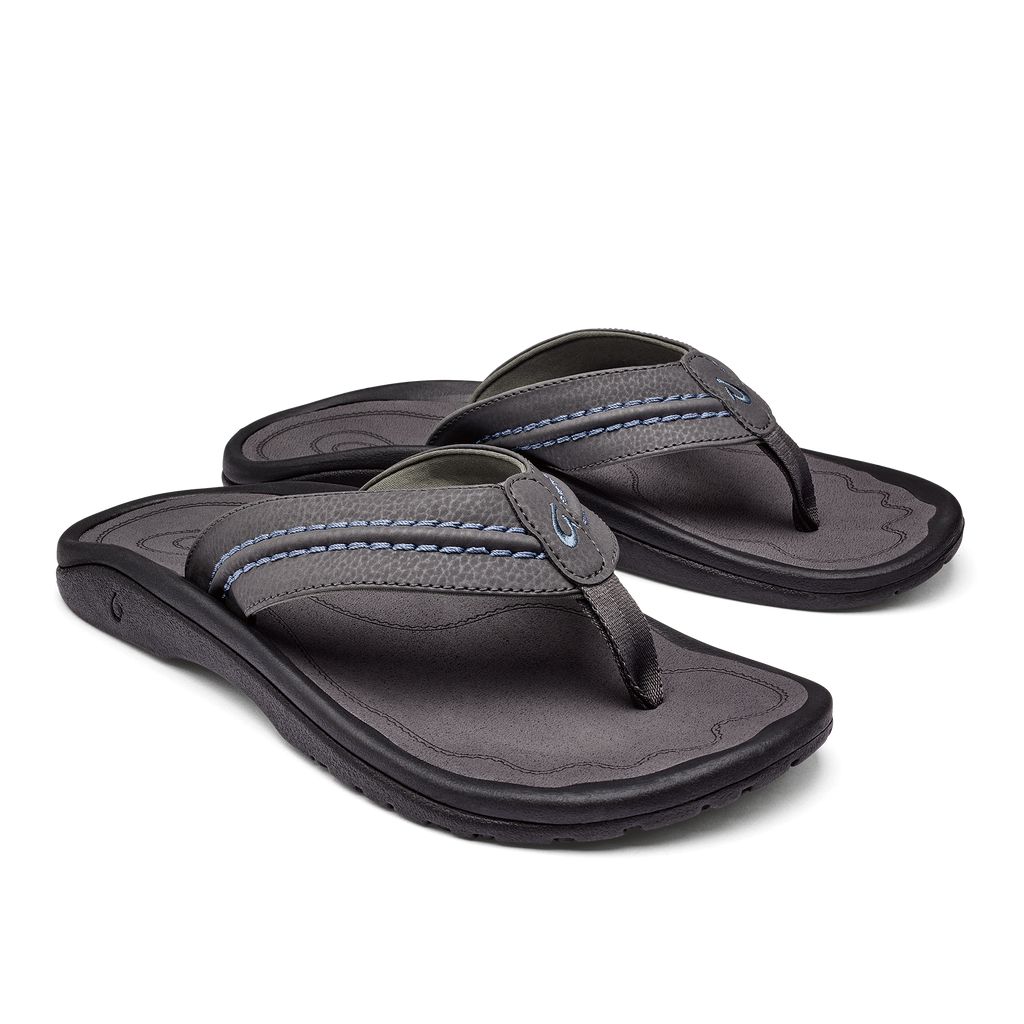 Men's Olukai Hokua Sandals Black | JVHMXTY-61