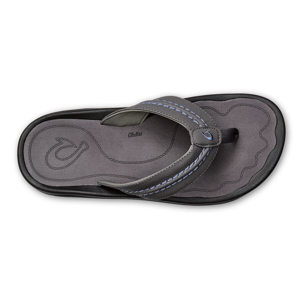 Men's Olukai Hokua Sandals Black | JVHMXTY-61