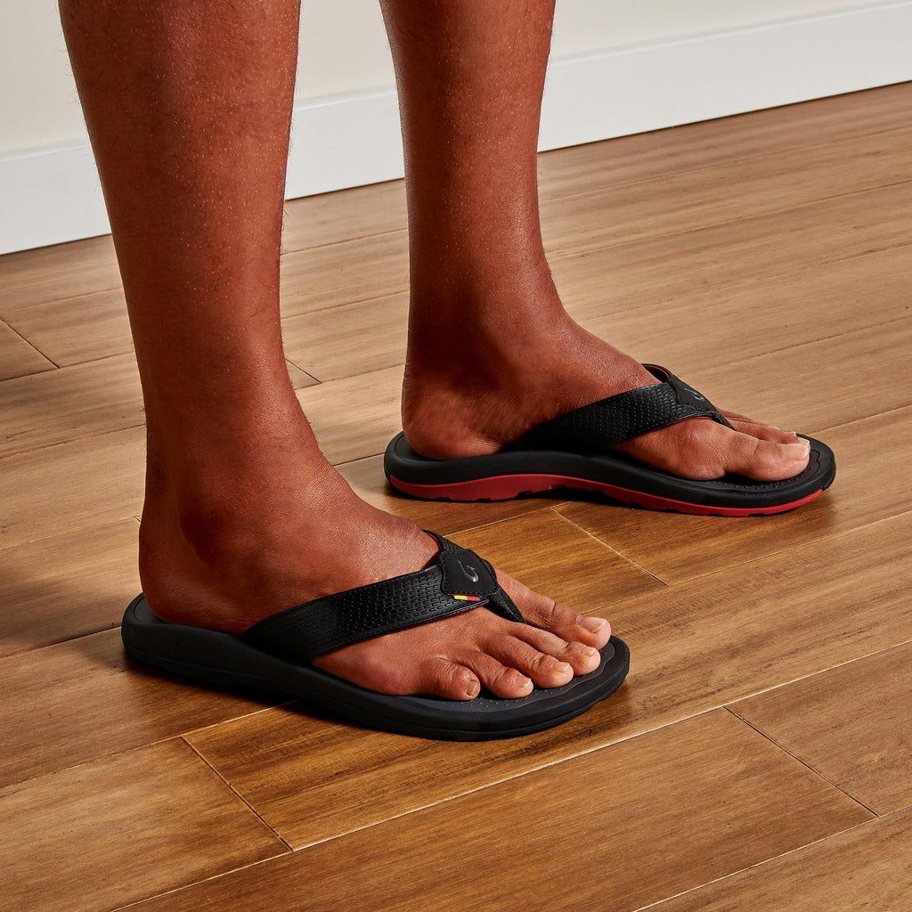 Men's Olukai Imaka Sandals Black | NHYPEVK-02