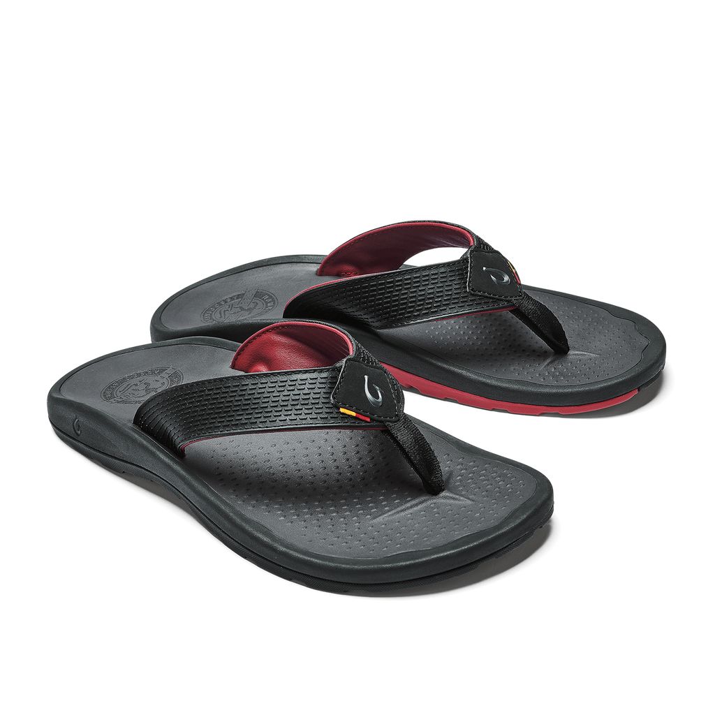 Men's Olukai Imaka Sandals Black | NHYPEVK-02