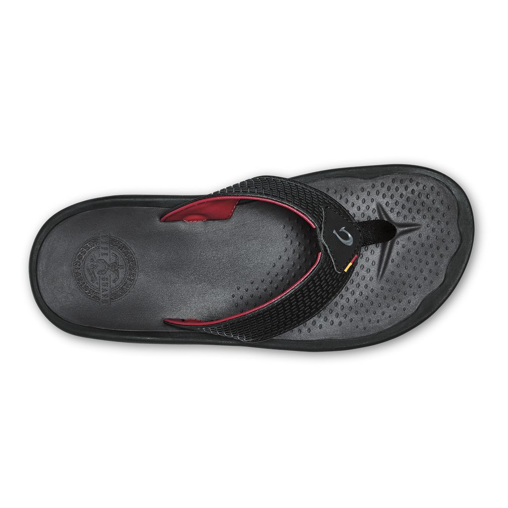 Men's Olukai Imaka Sandals Black | NHYPEVK-02