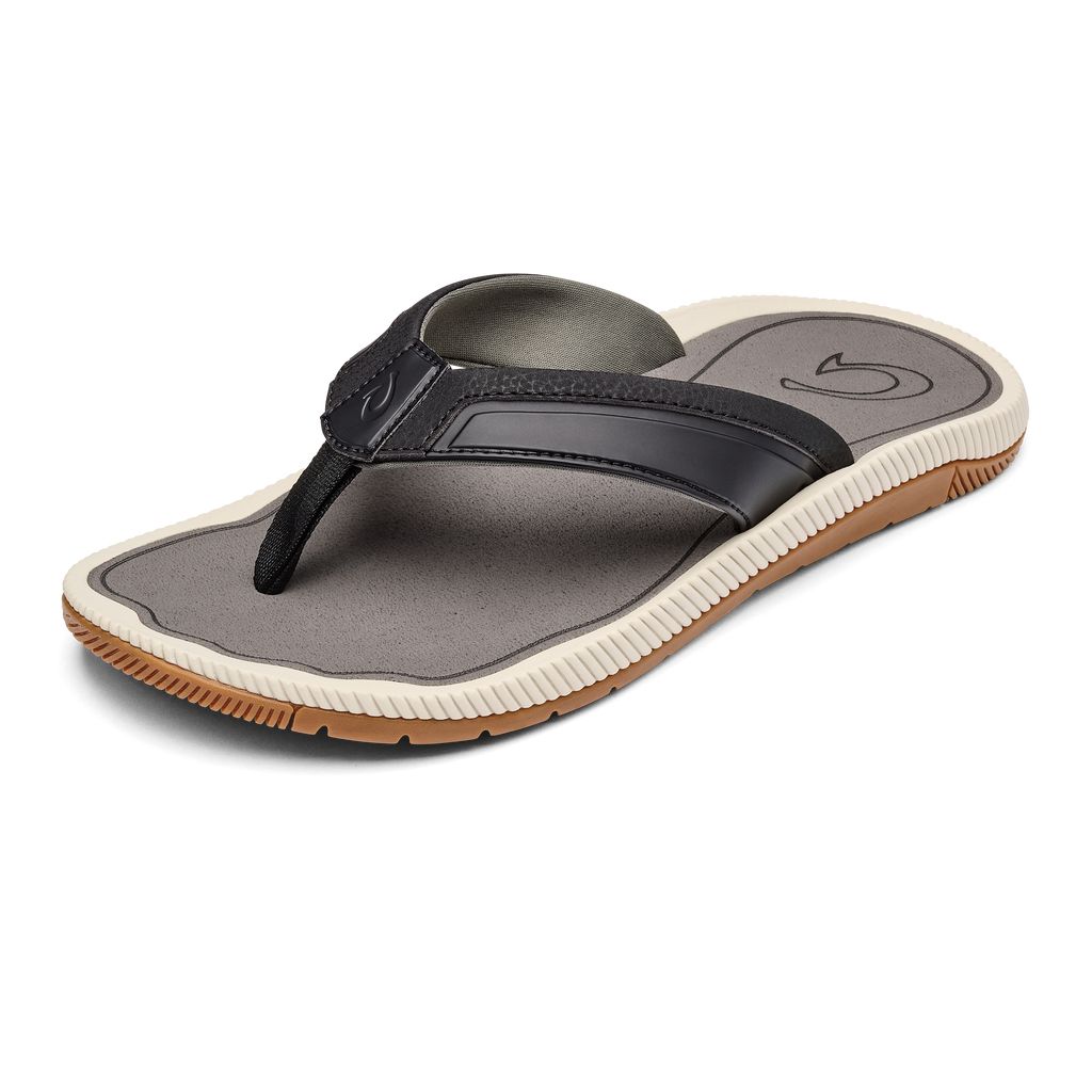 Men's Olukai Kūkulu Sandals Black | BWEXOQT-92