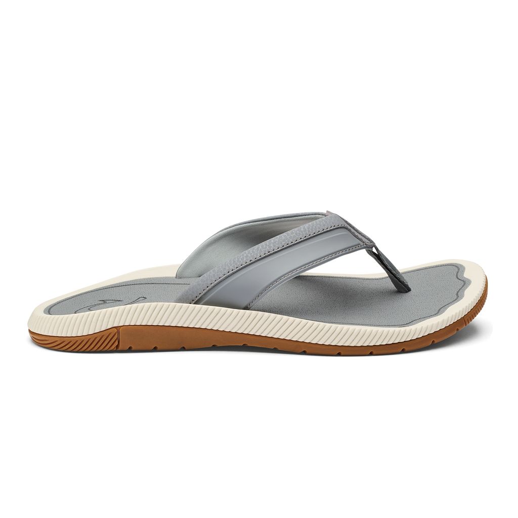 Men\'s Olukai Kūkulu Sandals Grey | BYUCSNH-45