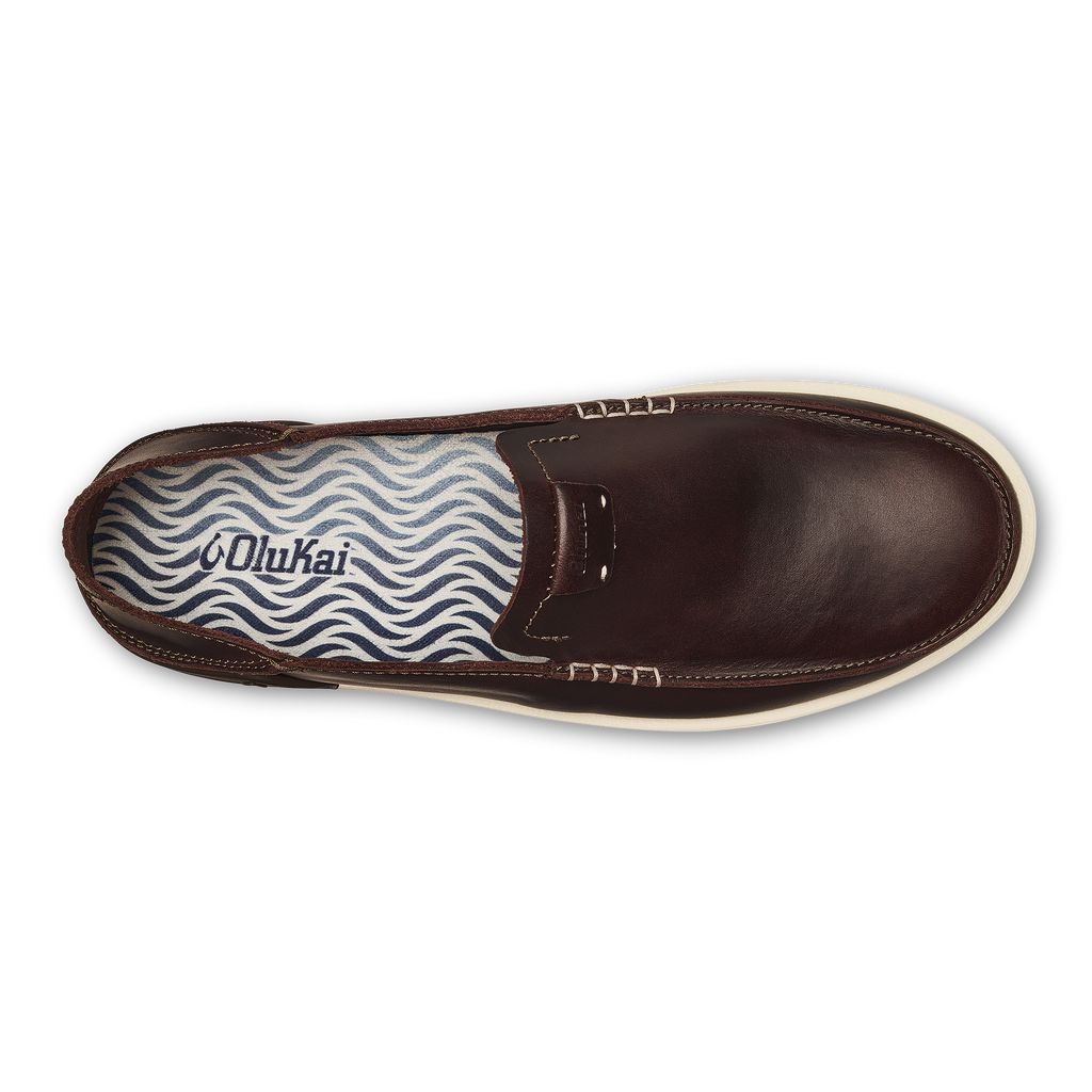 Men's Olukai Kākaha Slippers Dark Brown | FGRZNJP-85