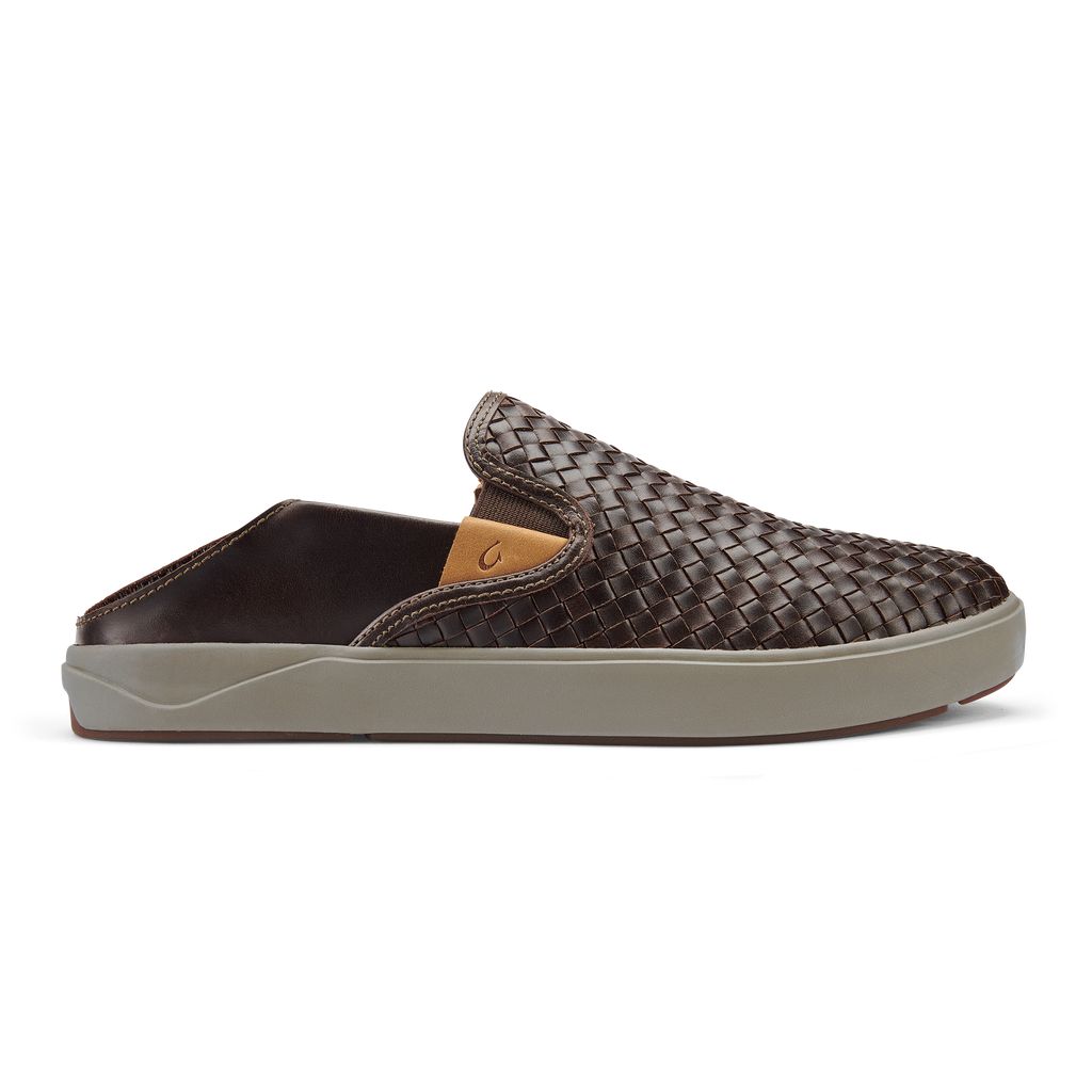 Men's Olukai Lae ahi Lauhala Sneakers Dark Brown | BUXYAKI-12