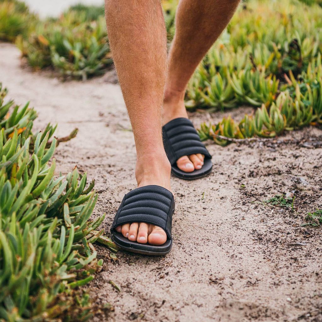 Men's Olukai Maha 'Olu Sandals Black | AFNIHYQ-39