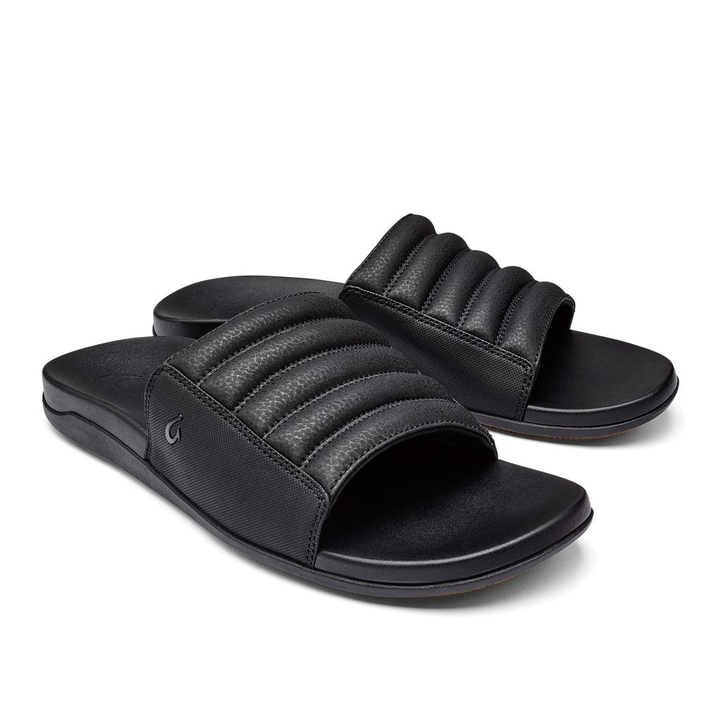 Men's Olukai Maha 'Olu Sandals Black | AFNIHYQ-39