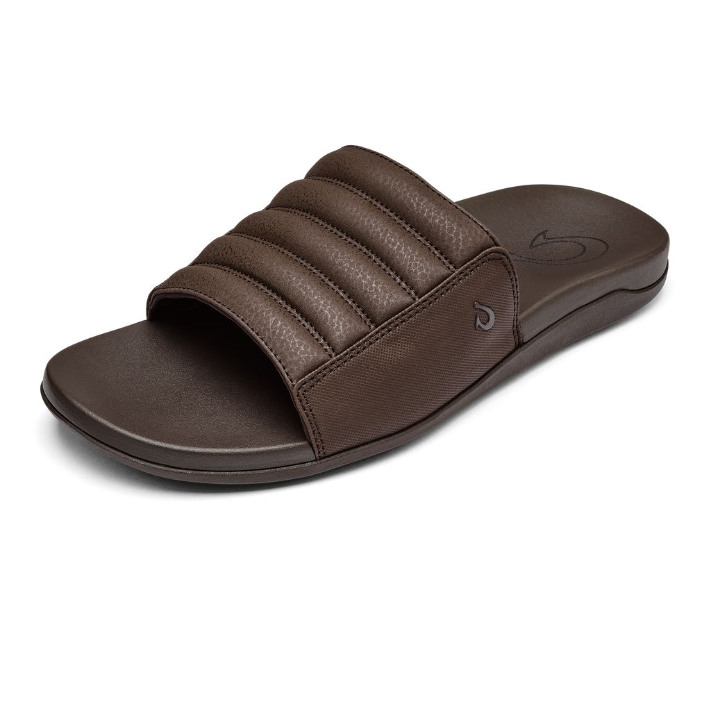 Men's Olukai Maha 'Olu Sandals Dark Brown | TZOSLBF-40