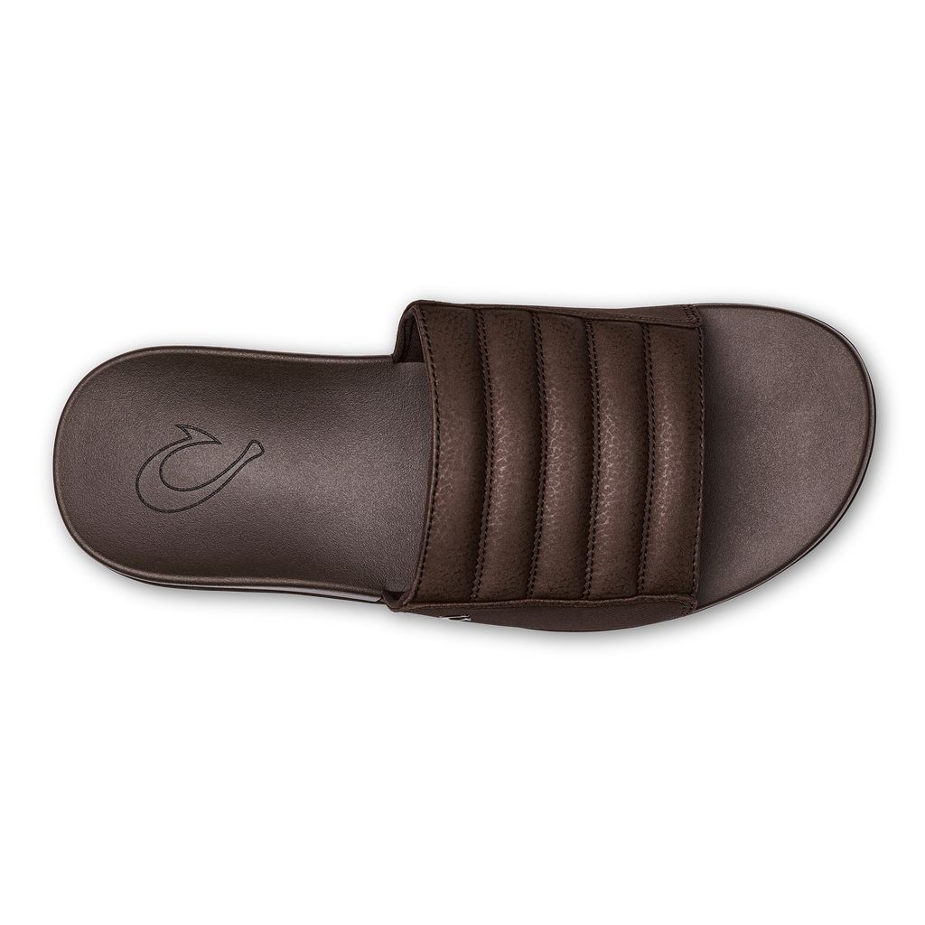 Men's Olukai Maha 'Olu Sandals Dark Brown | TZOSLBF-40