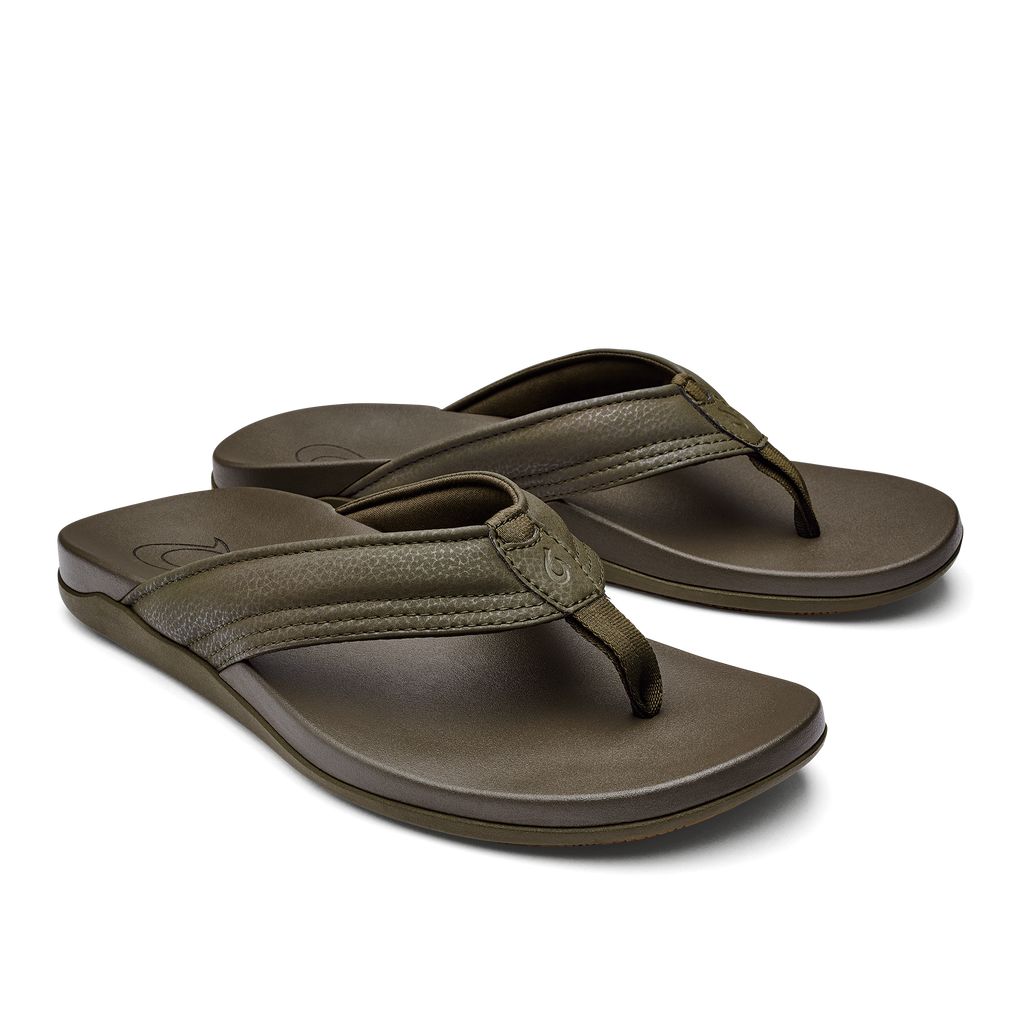 Men's Olukai Maha Sandals Black | UZYBHQF-93