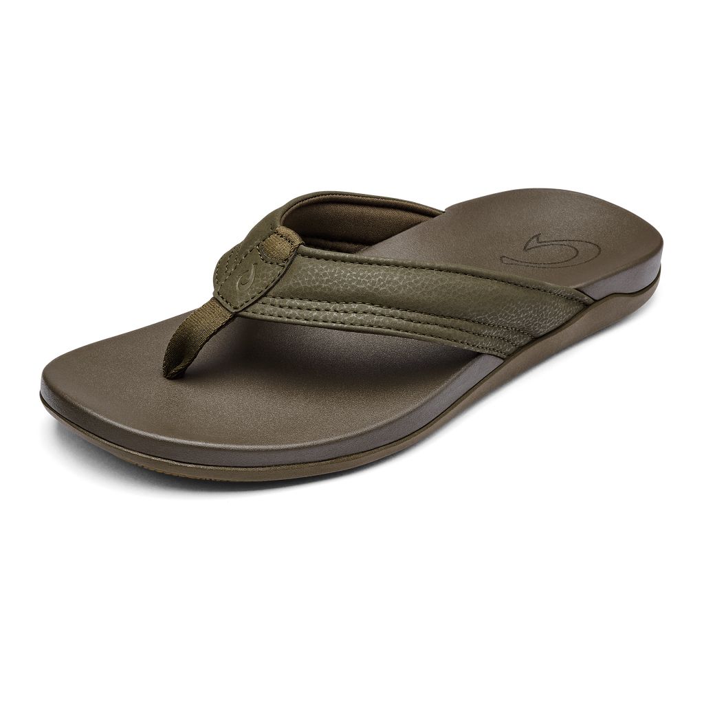 Men's Olukai Maha Sandals Black | UZYBHQF-93