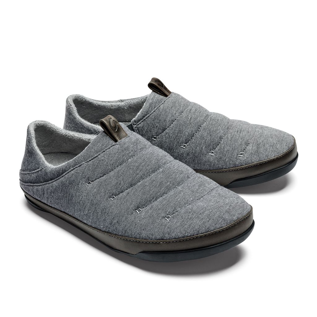 Men's Olukai Mahana Slippers Dark Grey | GATVBIR-92