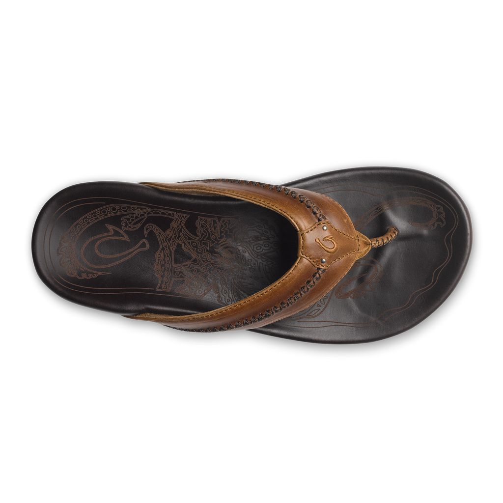 Men's Olukai Mea Ola Sandals Brown | NKLCEFR-91