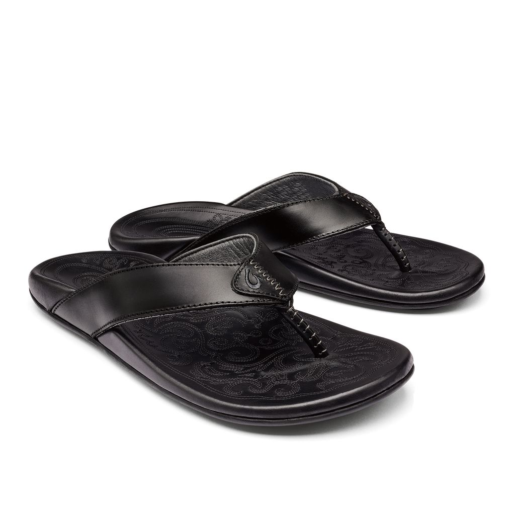 Men's Olukai Mekila Sandals Black | NETOPYC-56