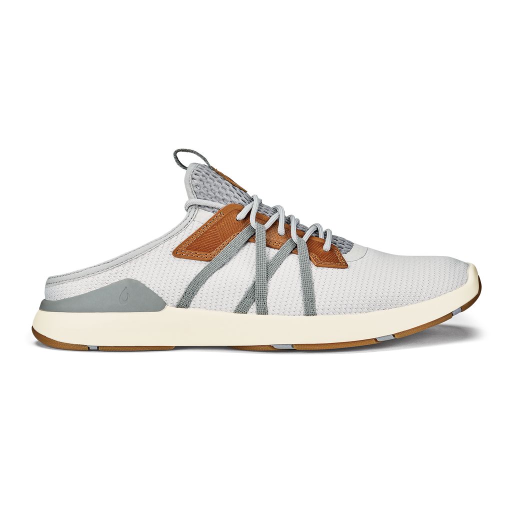 Men's Olukai Mio Lī Sneakers White Grey | QAWKBLO-10