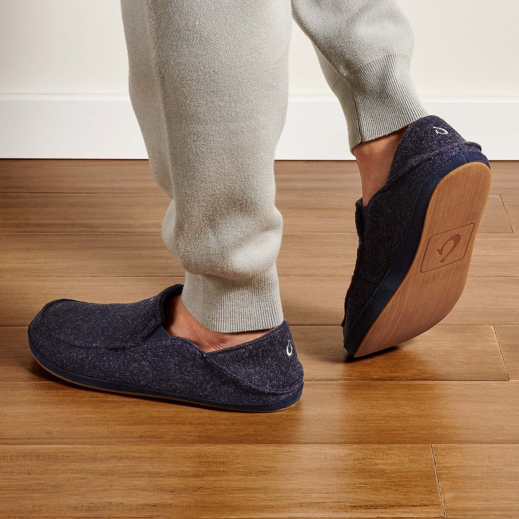 Men's Olukai Moloā Hulu Slippers Blue | BTOMLKU-37