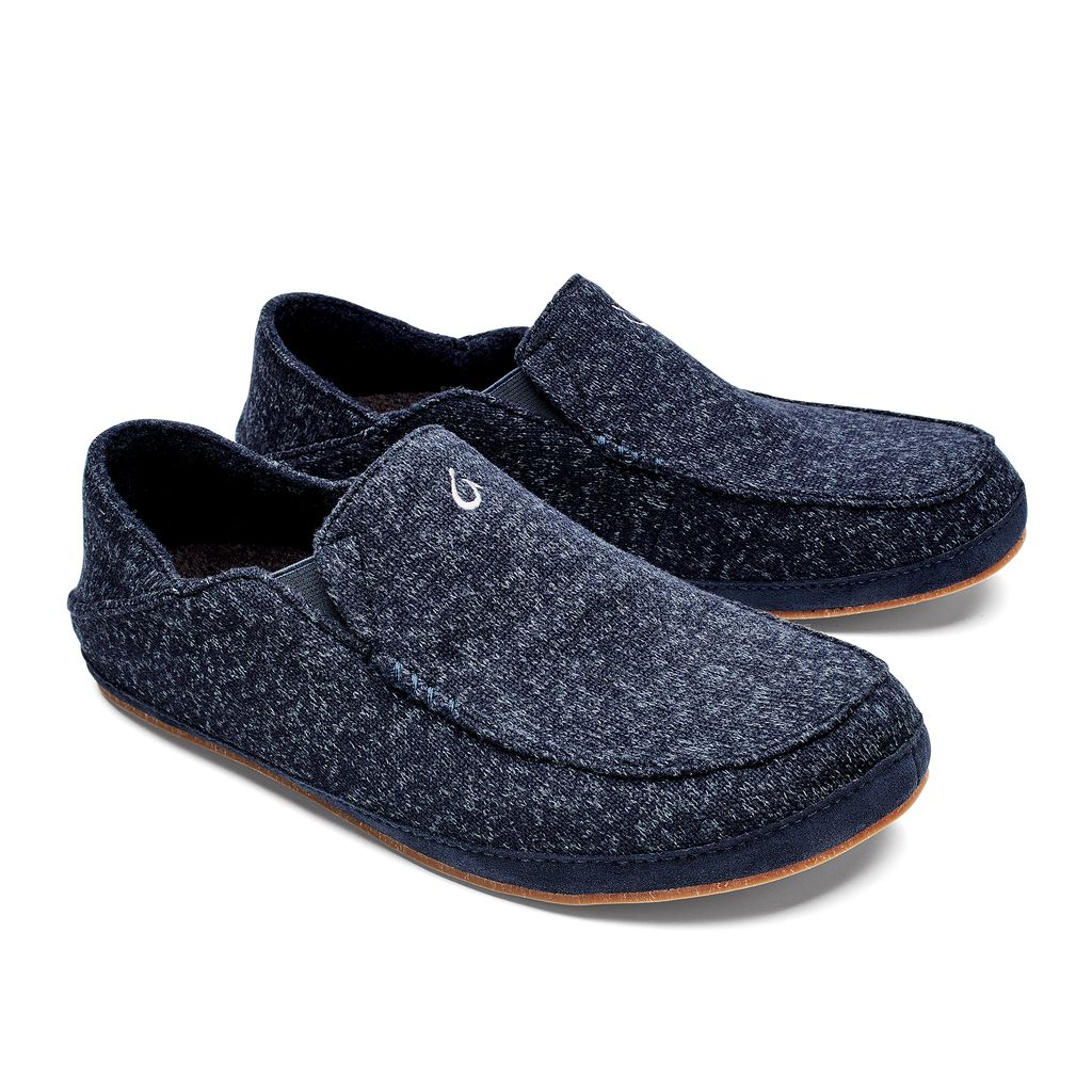 Men's Olukai Moloā Hulu Slippers Blue | BTOMLKU-37