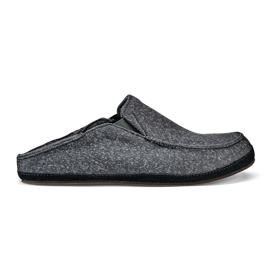 Men's Olukai Moloā Hulu Slippers Dark Grey | DXLMOZS-71