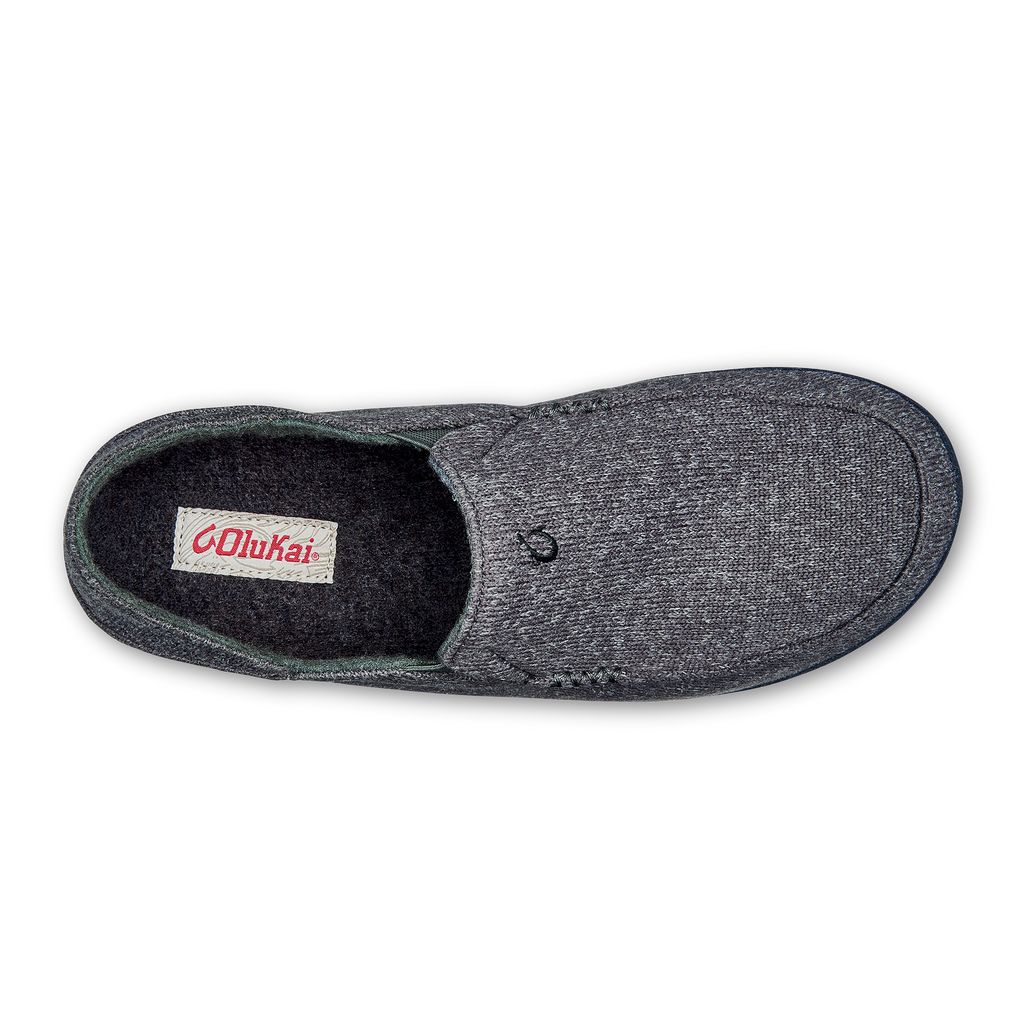 Men's Olukai Moloā Hulu Slippers Dark Grey | DXLMOZS-71