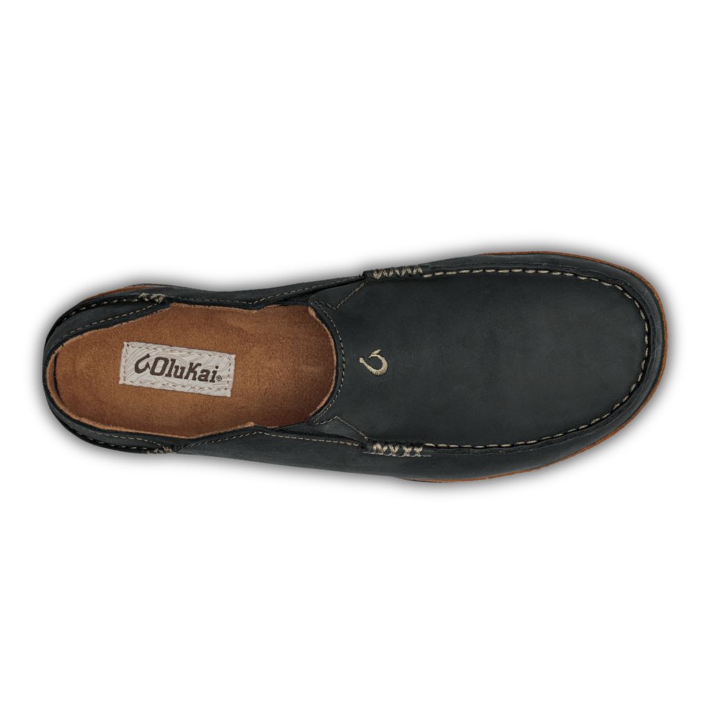 Men's Olukai Moloā Slippers Black | LIGAKJS-14