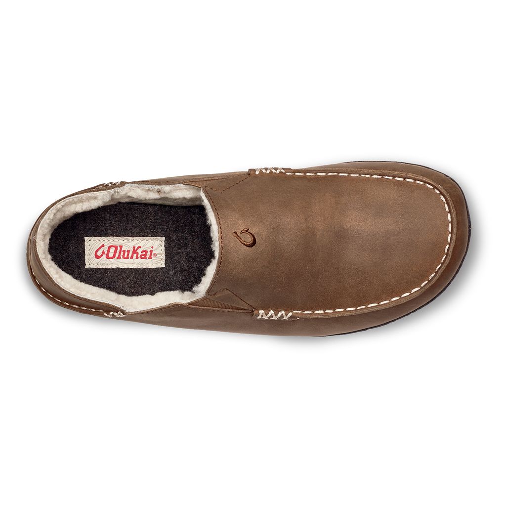 Men's Olukai Moloā Slippers Dark Brown | OWEZJPC-60