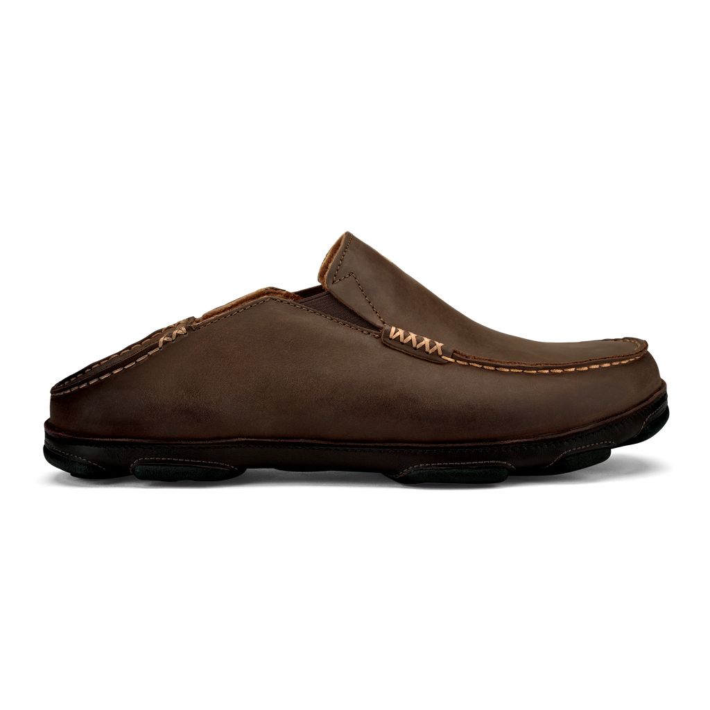 Men's Olukai Moloā Slippers Dark Brown | QAKCWER-34