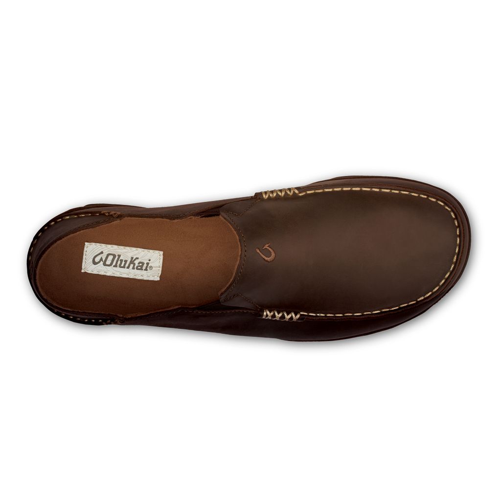 Men's Olukai Moloā Slippers Dark Brown | QAKCWER-34