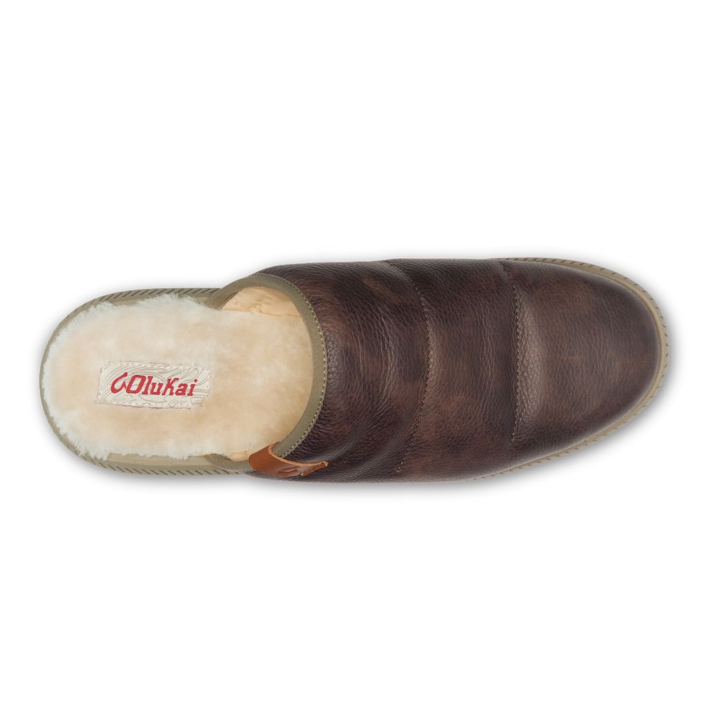 Men's Olukai Mua 'Ili Slippers Dark Brown | IDKJWHM-64