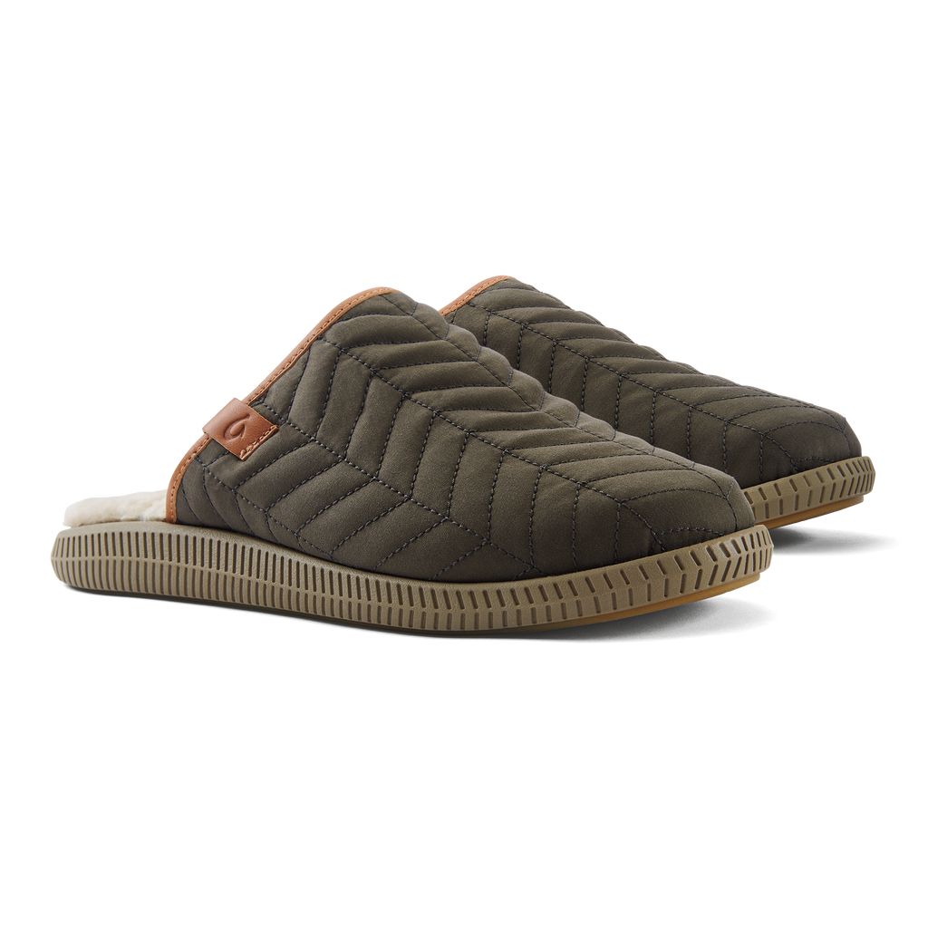 Men's Olukai Mua Slippers Olive | KJGHLIR-13