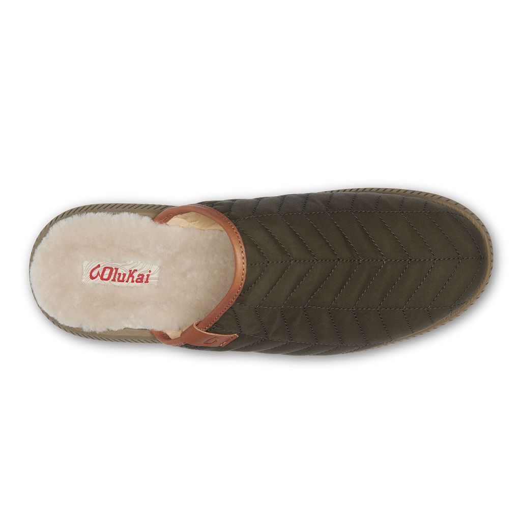 Men's Olukai Mua Slippers Olive | KJGHLIR-13