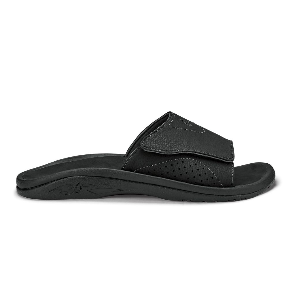 Men\'s Olukai Nalu Slide Sandals Black | NJTQKMG-14