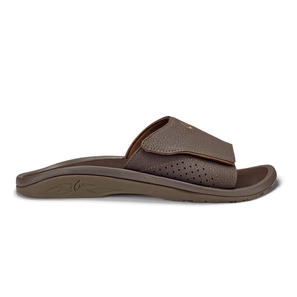 Men\'s Olukai Nalu Slide Sandals Dark Brown | ZWBRSOQ-78