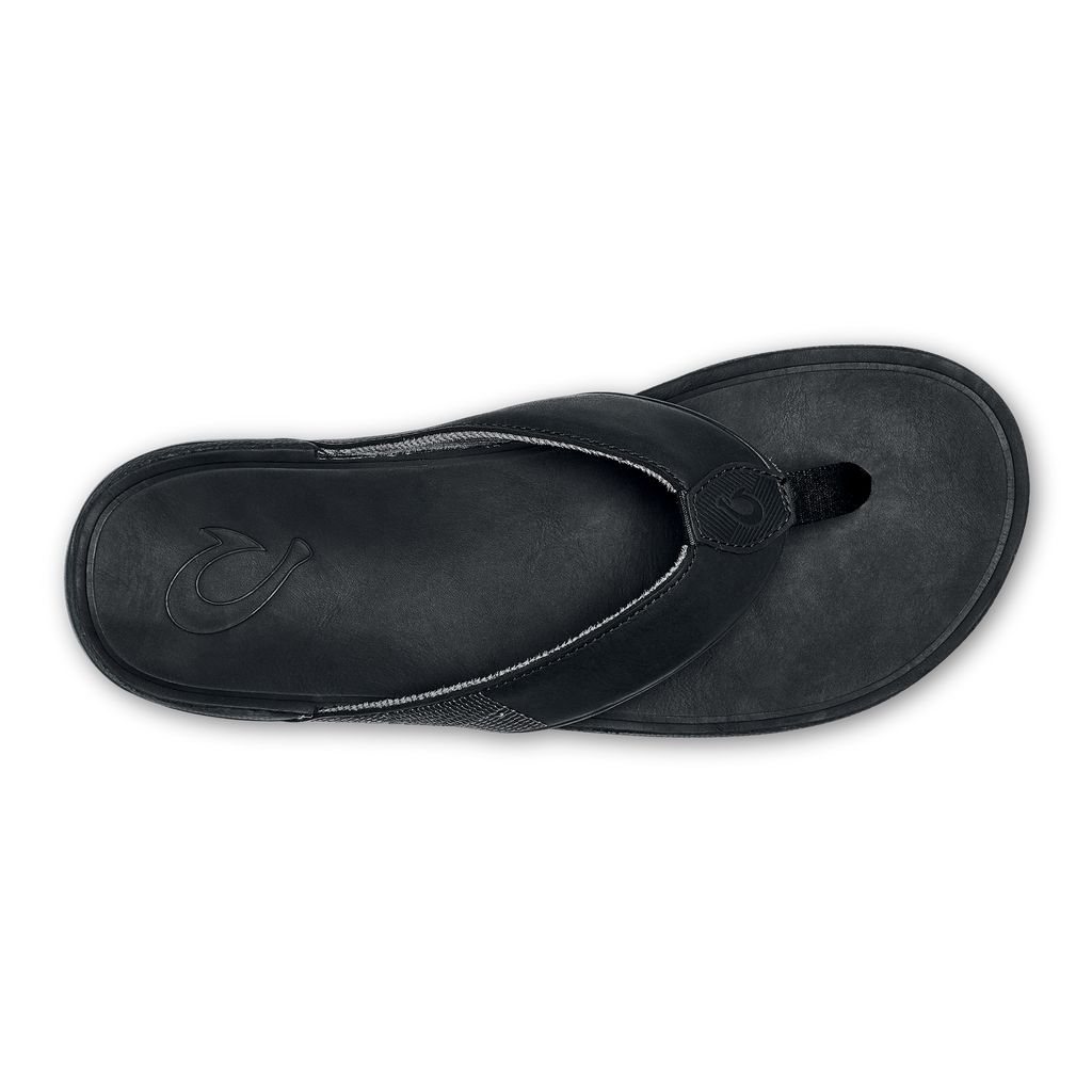 Men's Olukai Tuahine Sandals Black | AXODMIY-68