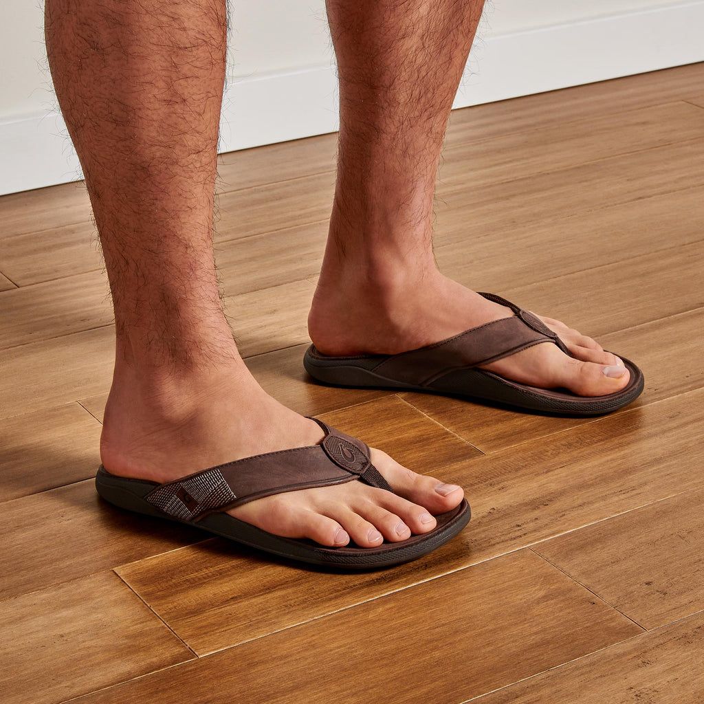 Men's Olukai Tuahine Sandals Dark Brown | CUWNBLK-71