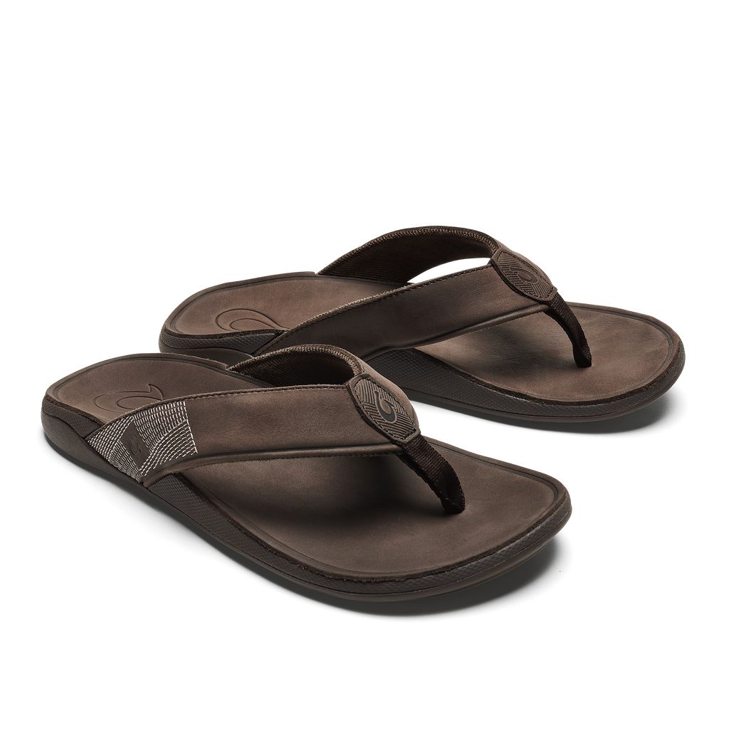 Men's Olukai Tuahine Sandals Dark Brown | CUWNBLK-71