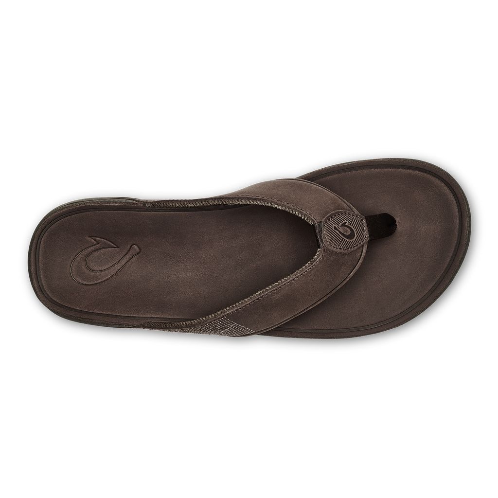 Men's Olukai Tuahine Sandals Dark Brown | CUWNBLK-71