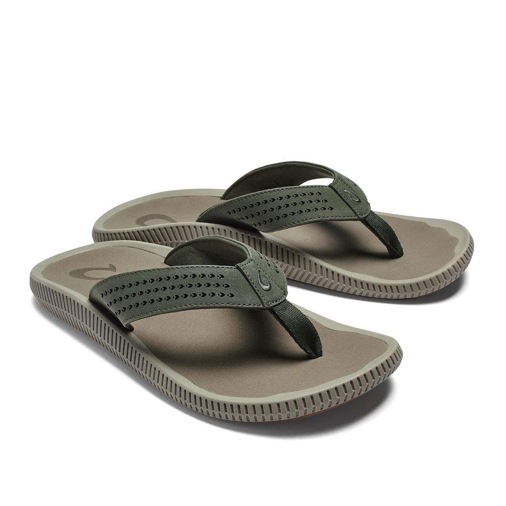 Men's Olukai Ulele Sandals Dark Brown | NTLHOBW-84