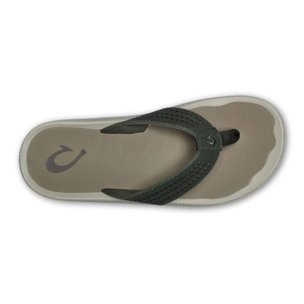 Men's Olukai Ulele Sandals Dark Brown | NTLHOBW-84